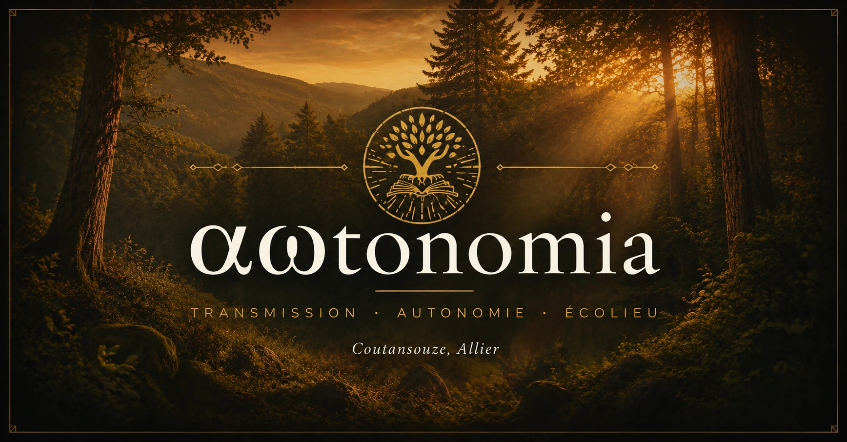 Bannière de l’association αωtonomia — transmission, autonomie et écolieu