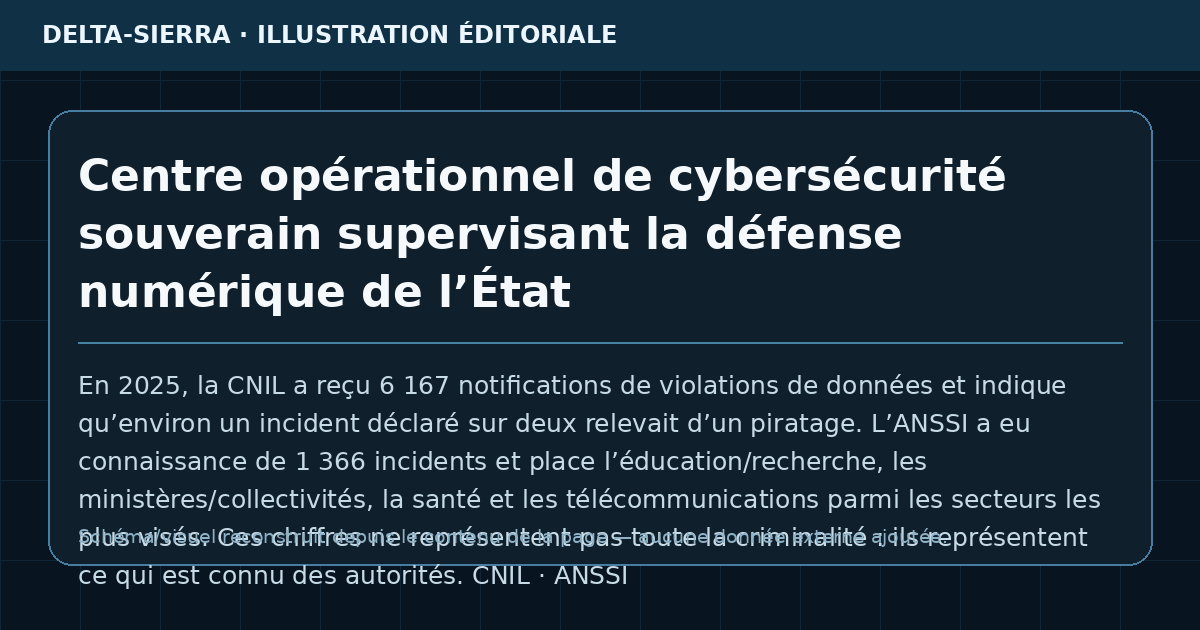 Centre opérationnel de cybersécurité souverain supervisant la défense numérique de l’État