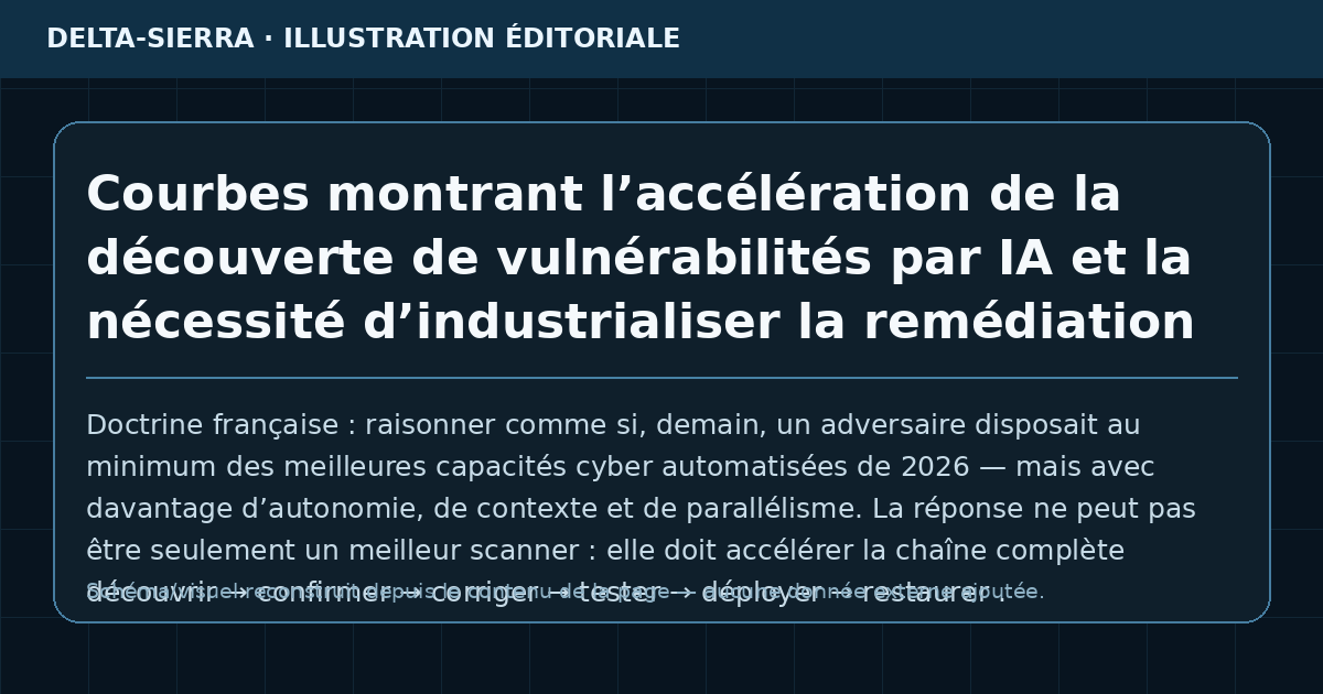 Courbes montrant l’accélération de la découverte de vulnérabilités par IA et la nécessité d’industrialiser la remédiation
