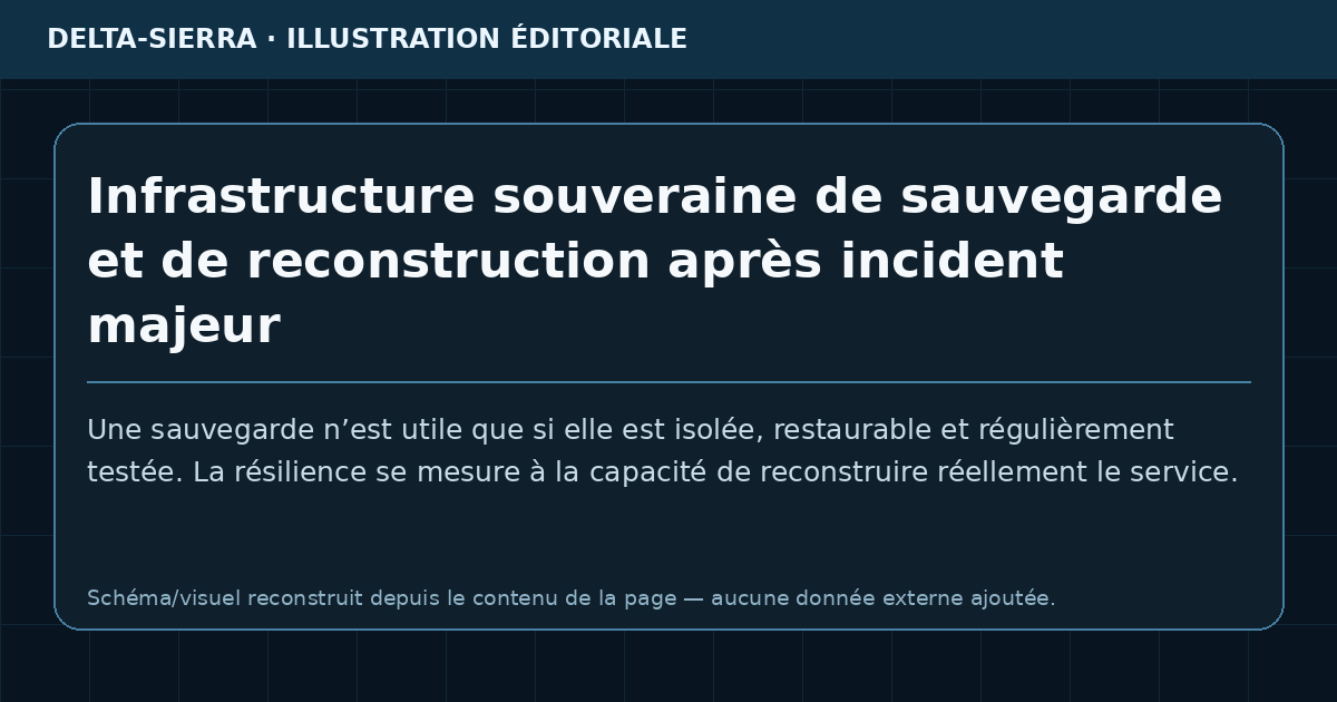 Infrastructure souveraine de sauvegarde et de reconstruction après incident majeur
