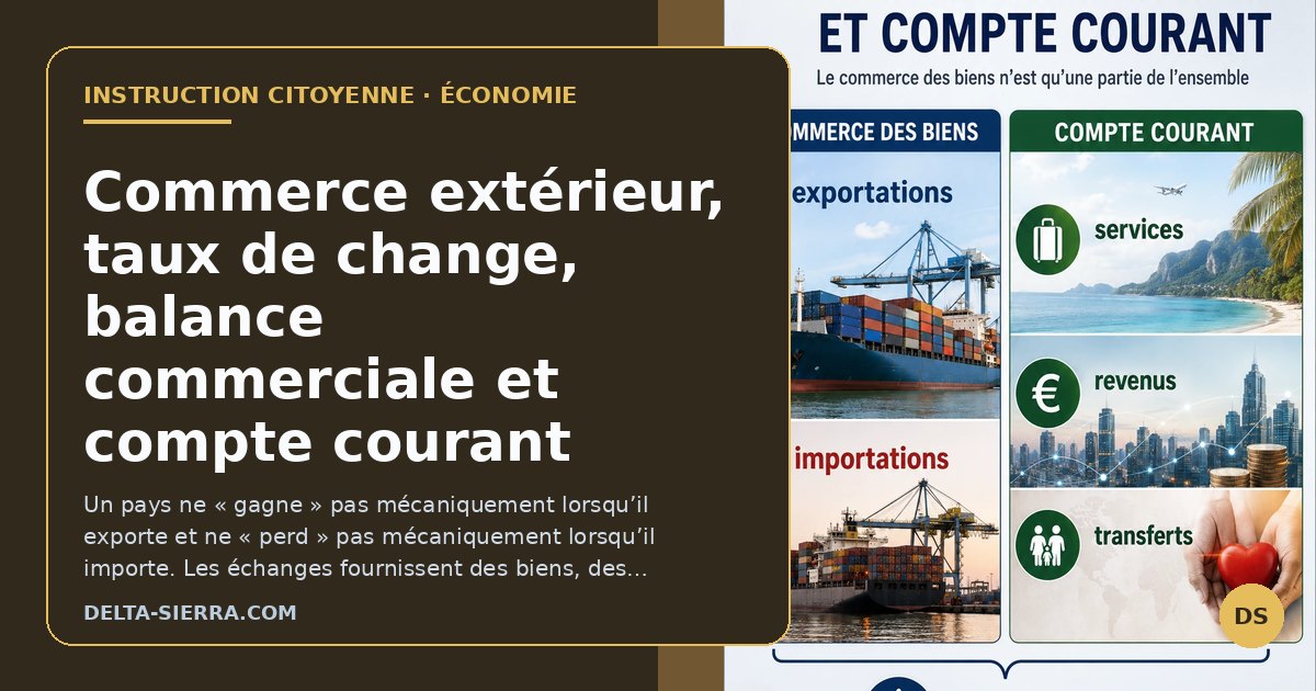 Commerce extérieur, taux de change, balance commerciale et compte courant