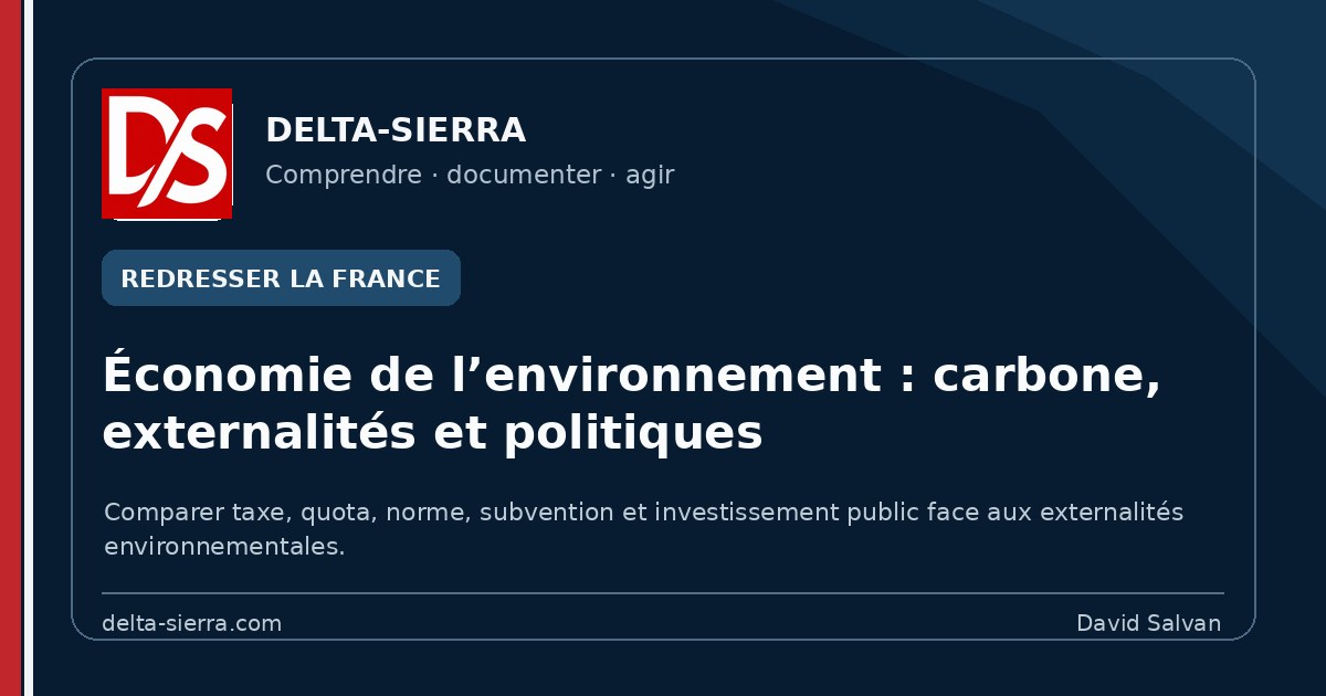 Économie de l’environnement : carbone, externalités et politiques