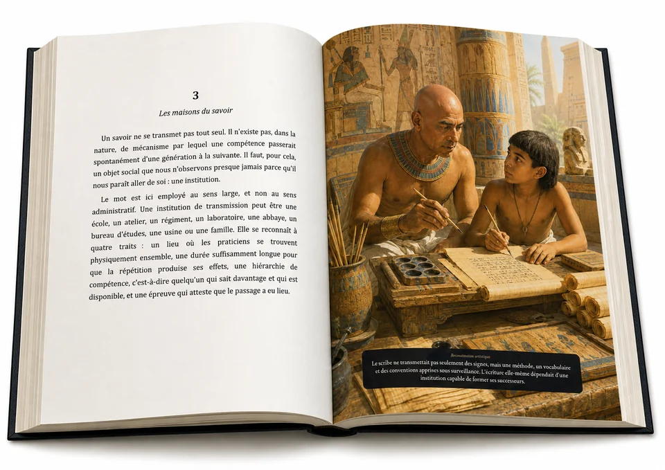 Une illustration de la transmission des connaissances dans les sociétés anciennes.