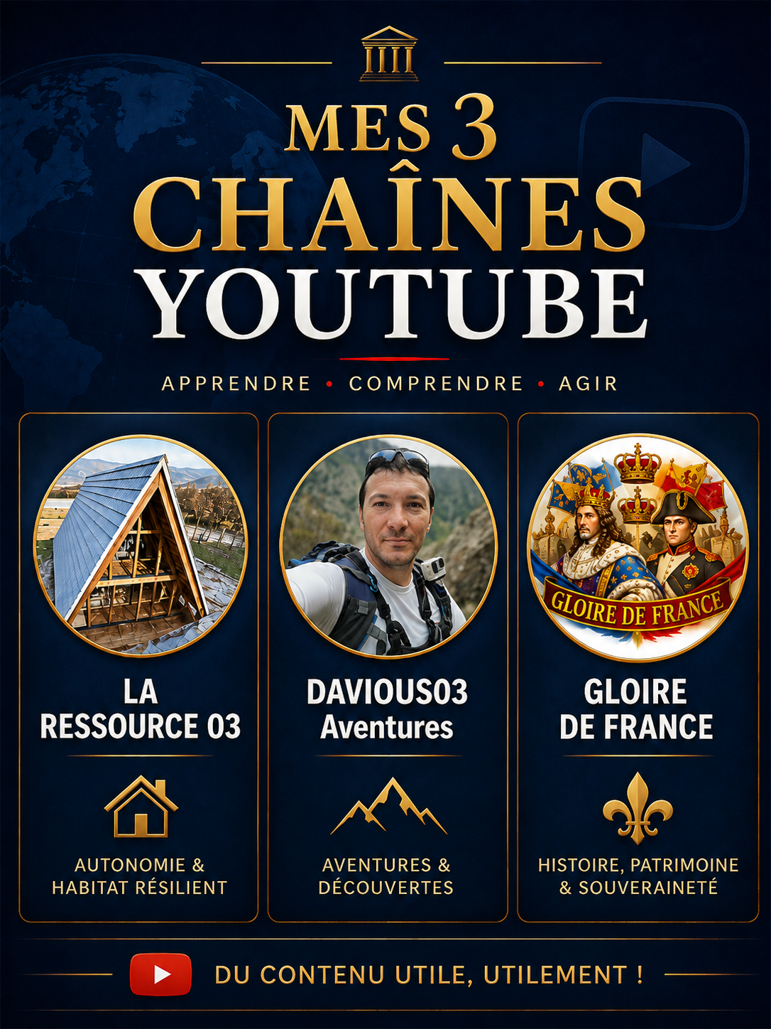 Mes 3 chaînes YouTube