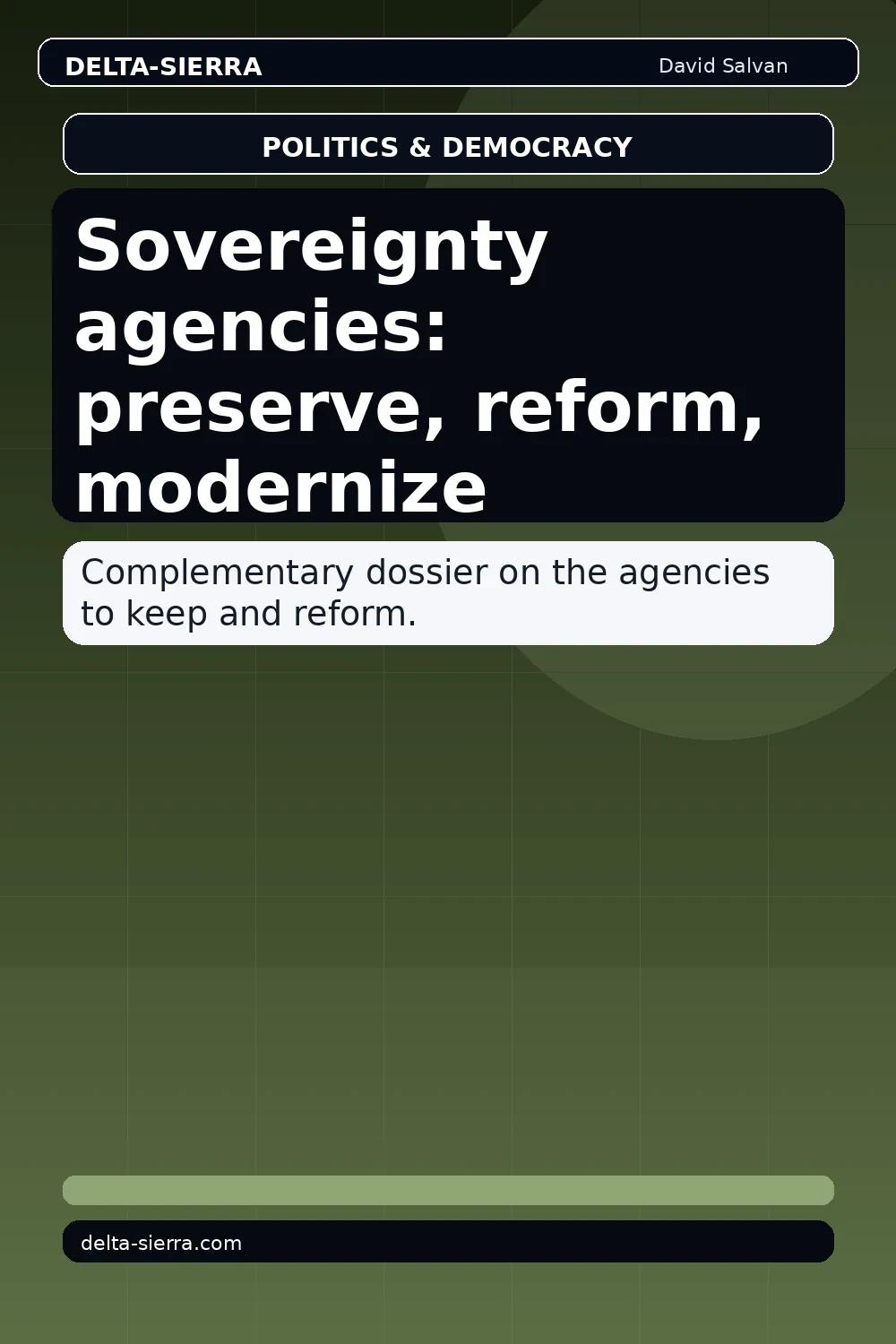 Sovereignty agencies: preserve, reform, modernize