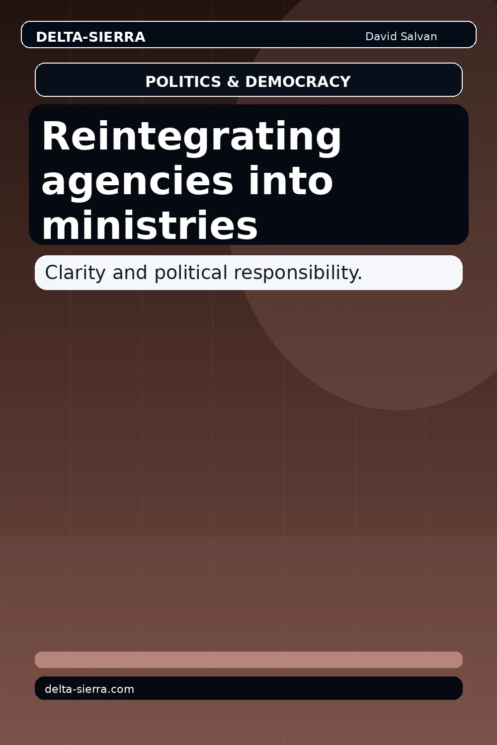 Reintegrating agencies into ministries