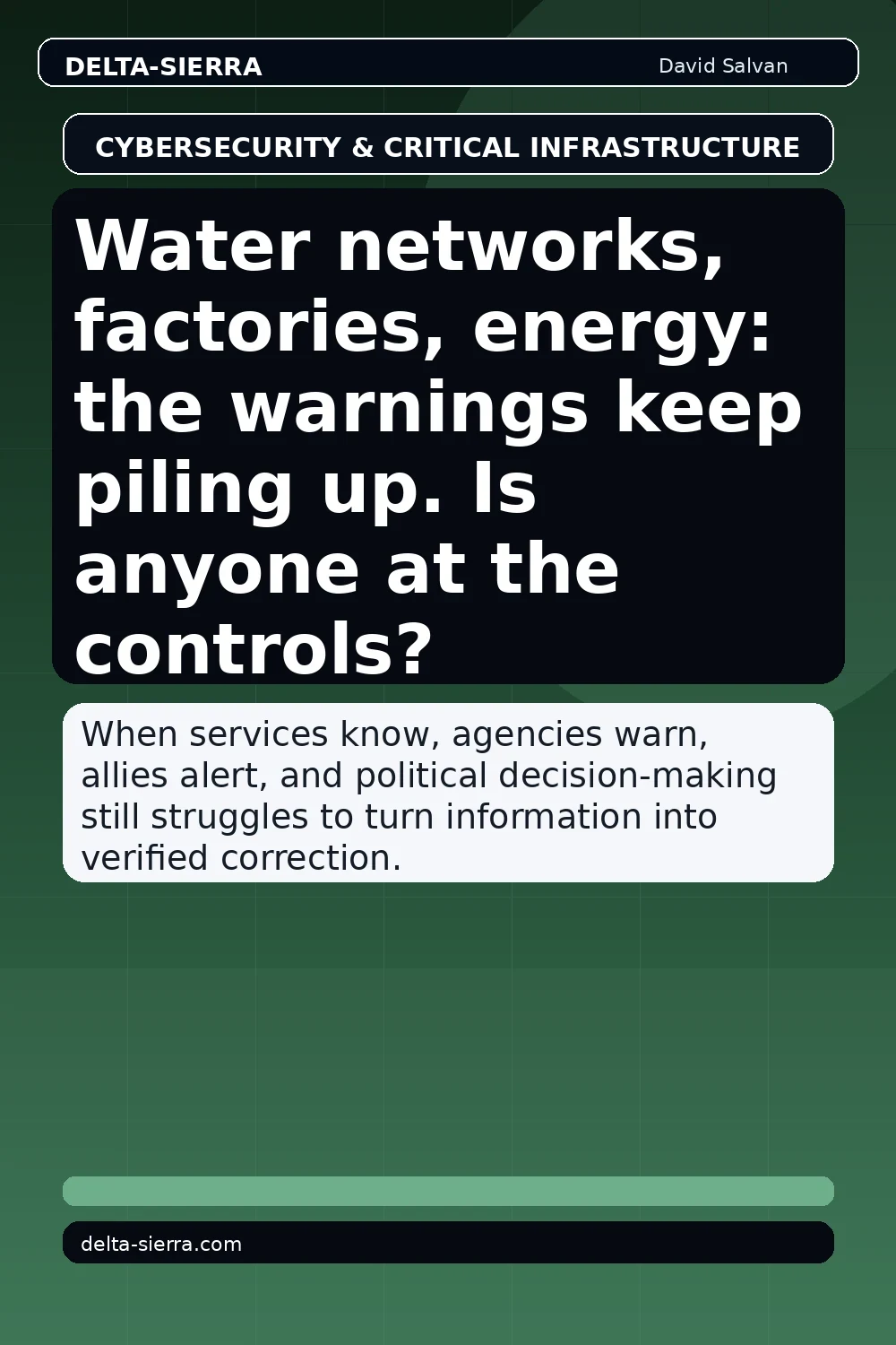 Water networks, factories, energy: is anyone at the controls?