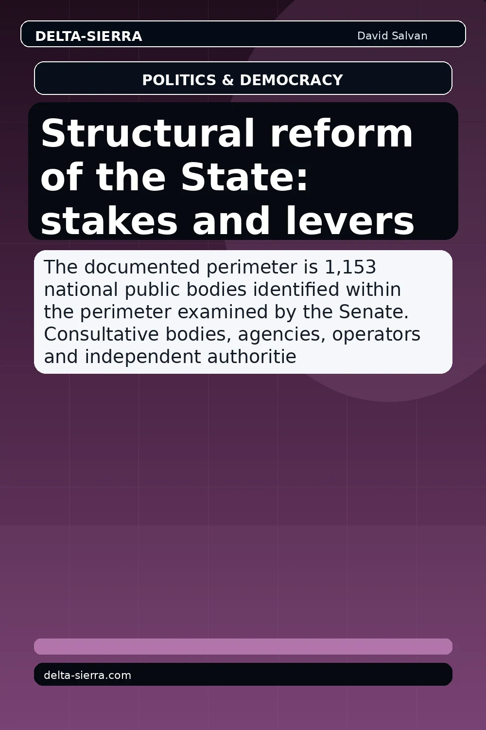 Structural reform of the State: stakes and levers