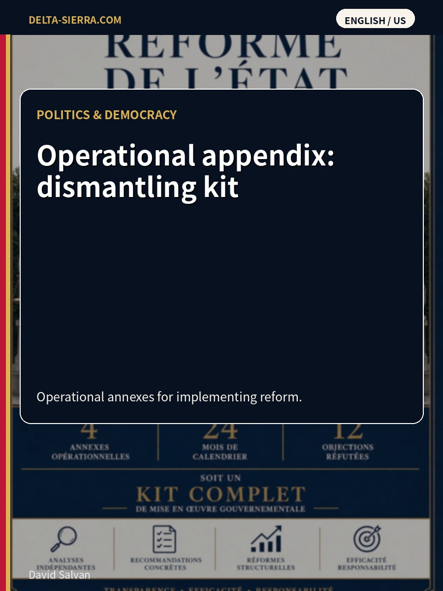 Operational appendix: dismantling kit