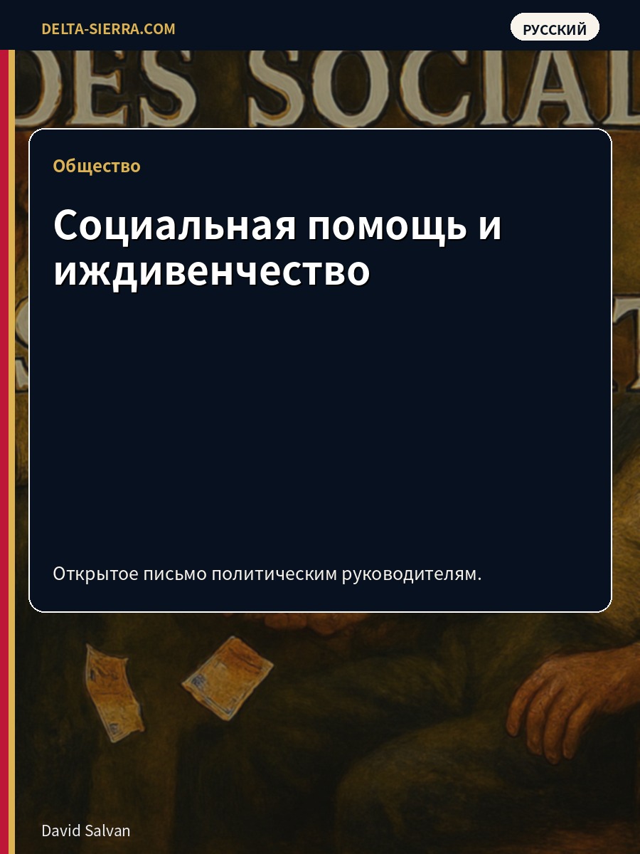 Социальная помощь и иждивенчество
