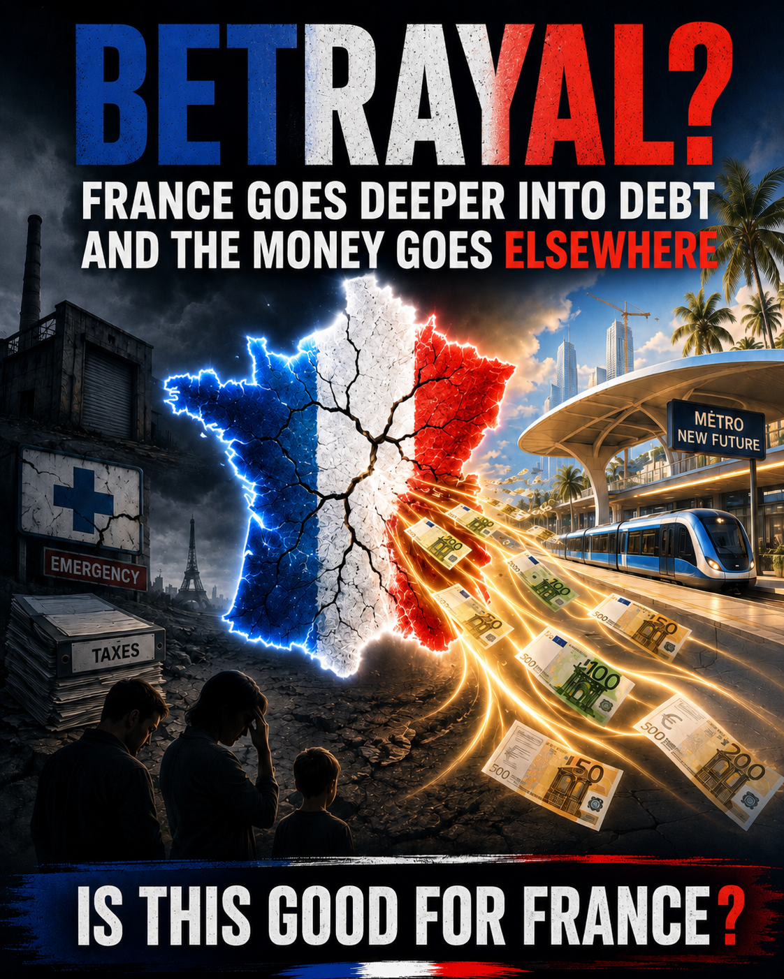 Illustration: Betrayal? France goes deeper into debt and the money goes elsewhere