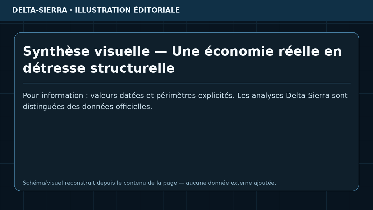 Synthèse visuelle — Une économie réelle en détresse structurelle