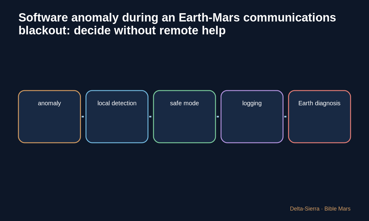 Dependency diagram for Software anomaly during an Earth-Mars communications blackout: decide without remote help