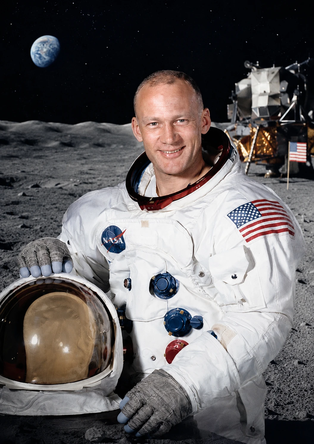 Illustrated portrait of Buzz Aldrin