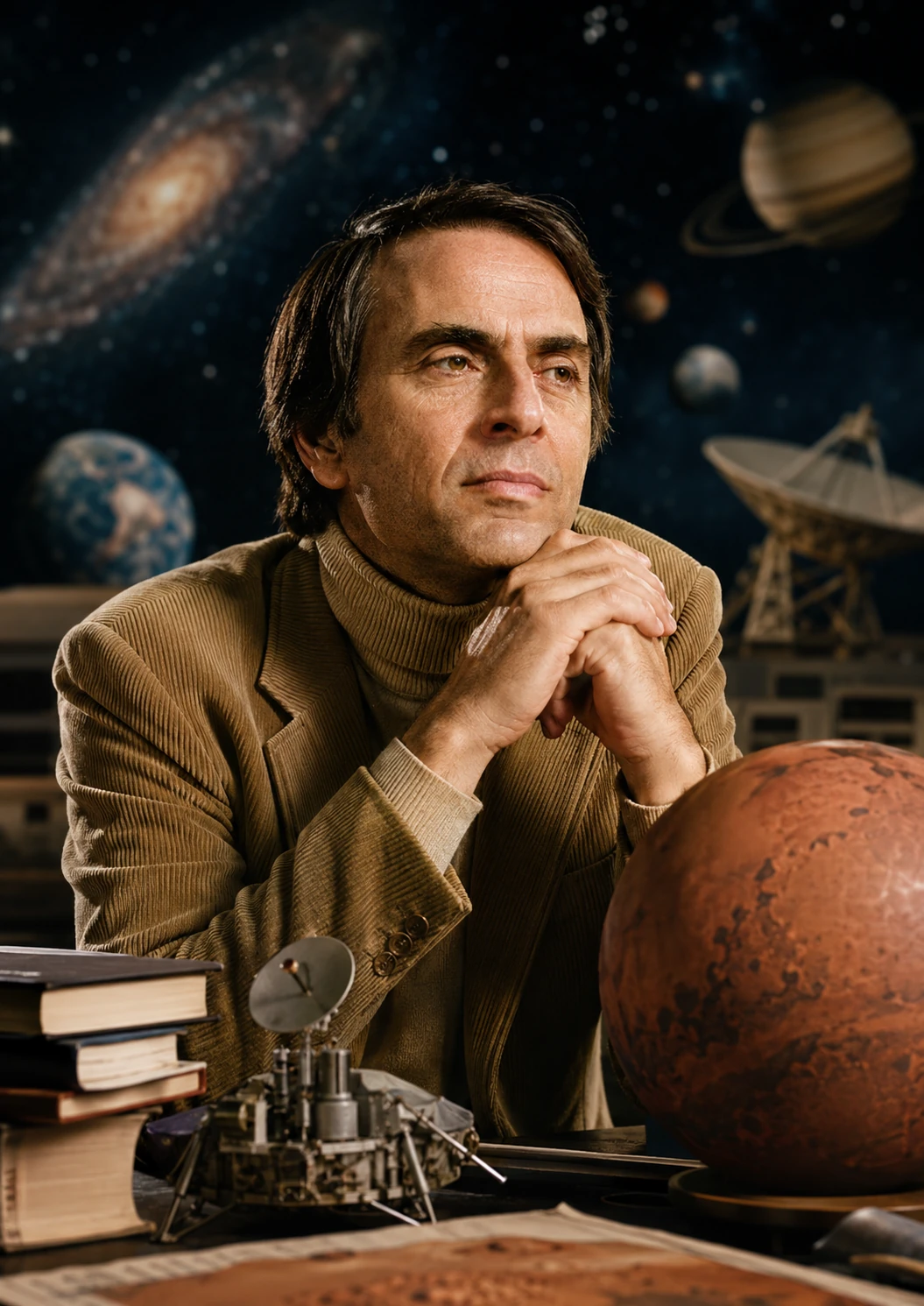 Illustrated portrait of Carl Sagan