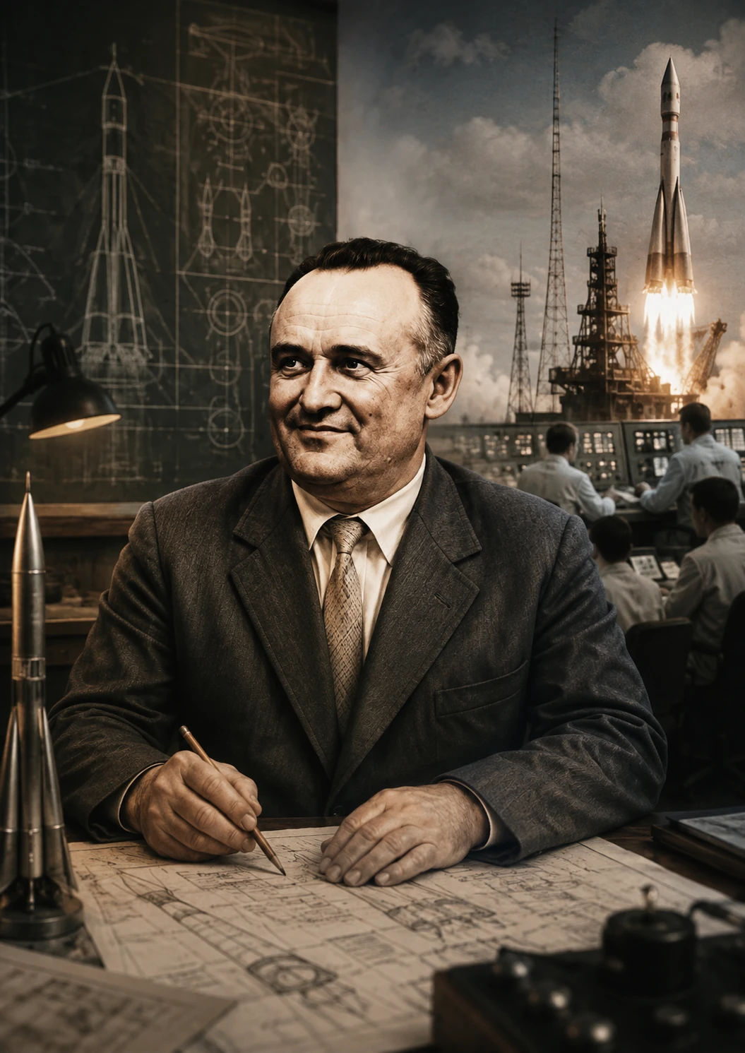 Portrait illustré de Sergueï Korolev