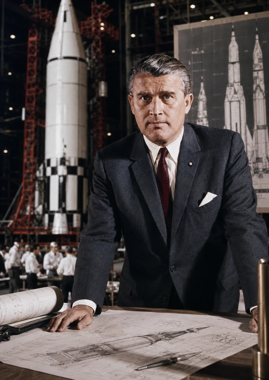 Illustrated portrait of Wernher von Braun