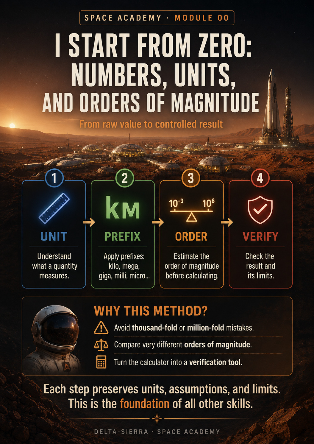 Understand numbers, units and orders of magnitude before calculating.