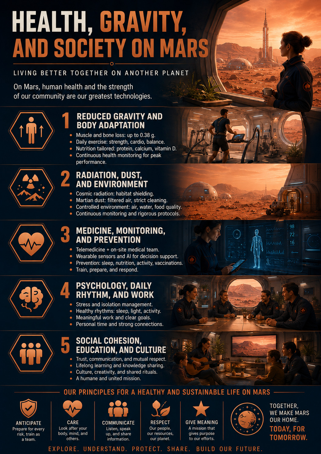 Health, gravity and society: protect body, mind and cohesion on Mars.