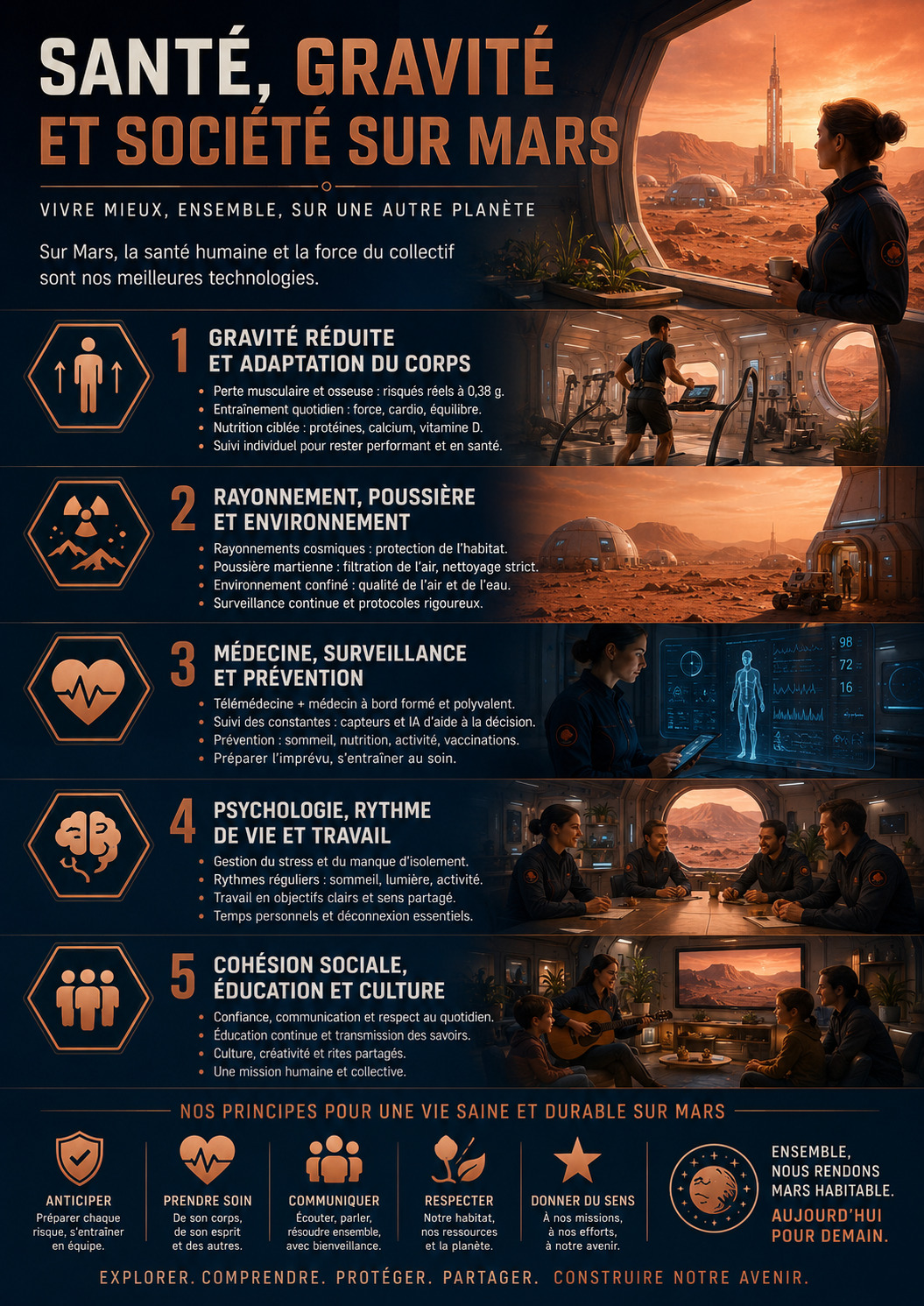 Santé, gravité et société : protéger le corps, l’esprit et la cohésion sur Mars.