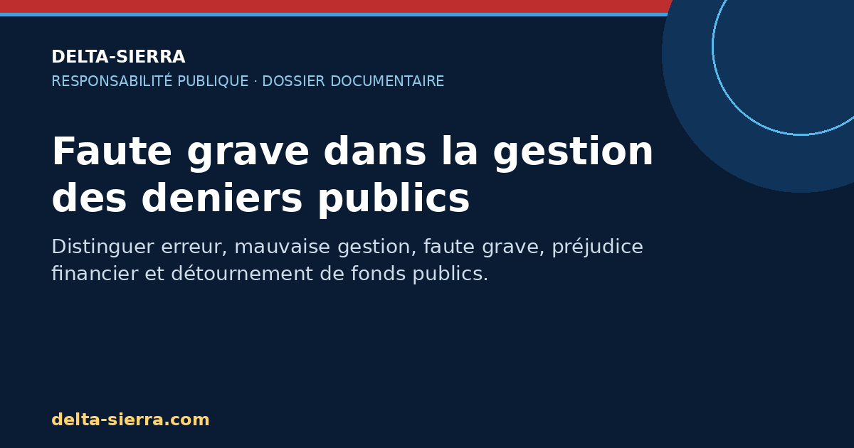 Faute grave dans la gestion des deniers publics