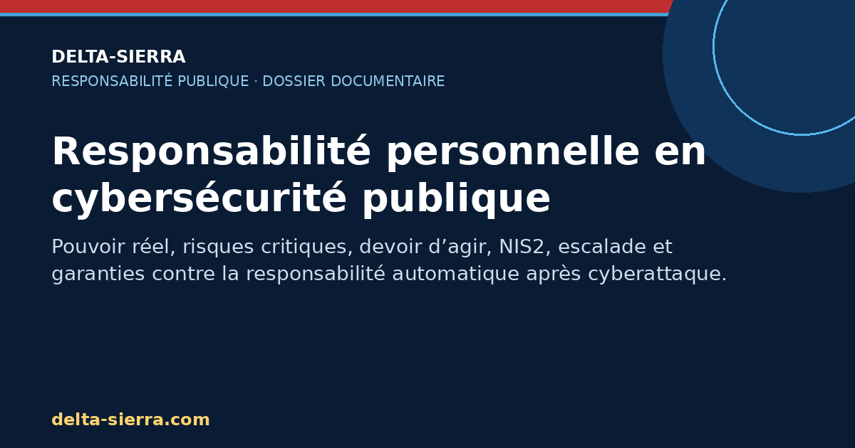 Responsabilité personnelle en cybersécurité publique