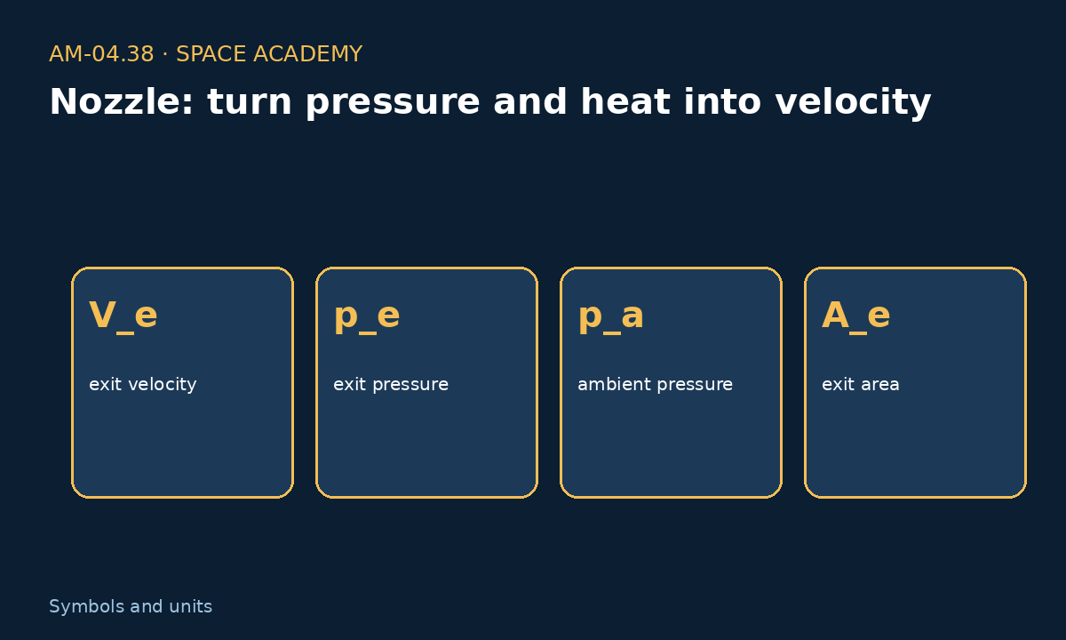 Learning diagram 2: 2 — How to read the symbols and units — Nozzle: turn pressure and heat into velocity