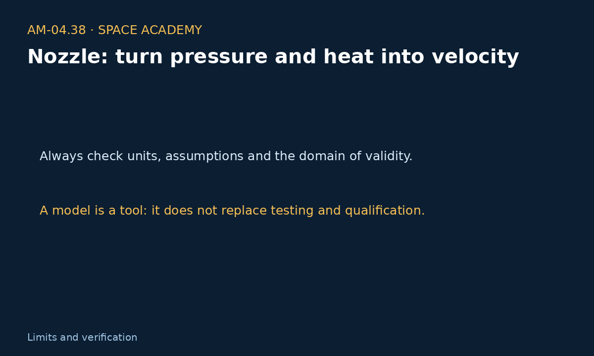 Learning diagram 5: 7 — Sensitivity, inverse calculation, and sanity check — Nozzle: turn pressure and heat into velocity