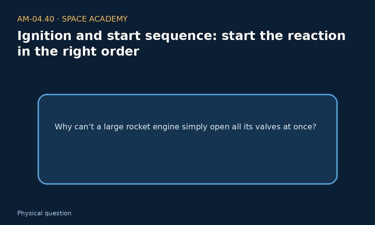 Learning diagram 1: 1 — The physical question — Ignition and start sequence: start the reaction in the right order