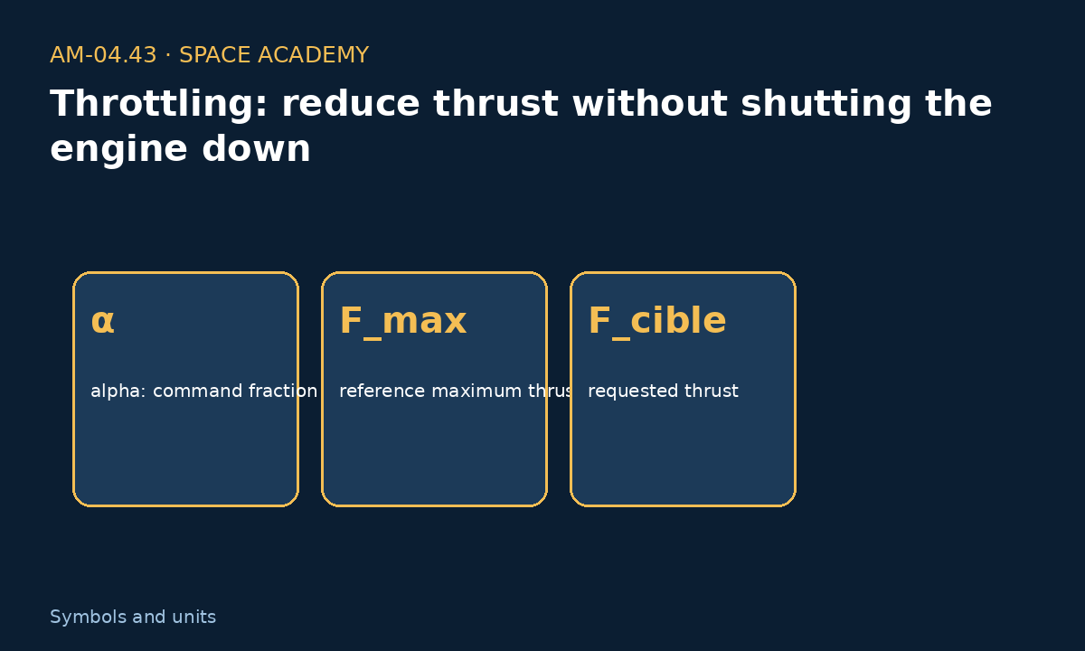 Learning diagram 2: 2 — How to read the symbols and units — Throttling: reduce thrust without shutting the engine down