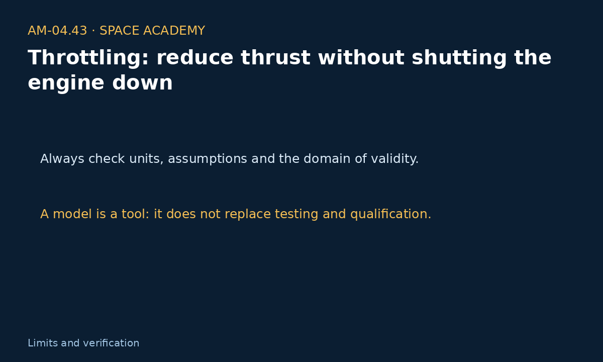 Learning diagram 5: 7 — Sensitivity, inverse calculation, and sanity check — Throttling: reduce thrust without shutting the engine down
