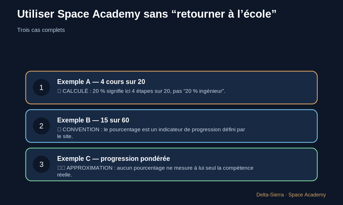 Trois exemples chiffrés du cours