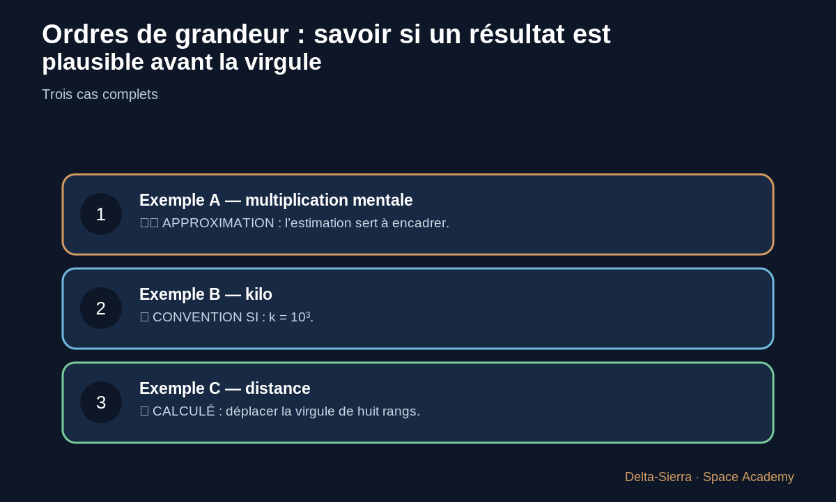 Trois exemples chiffrés du cours