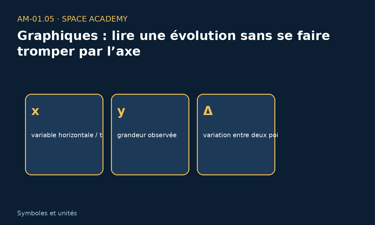 Schéma pédagogique 2 : 2 — Comment lire les symboles et les unités — Graphiques : lire une évolution sans se faire tromper par l’axe