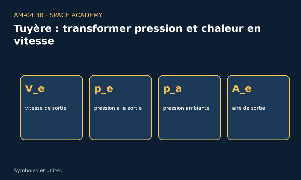 Schéma pédagogique 2 : 2 — Comment lire les symboles et les unités — Tuyère : transformer pression et chaleur en vitesse