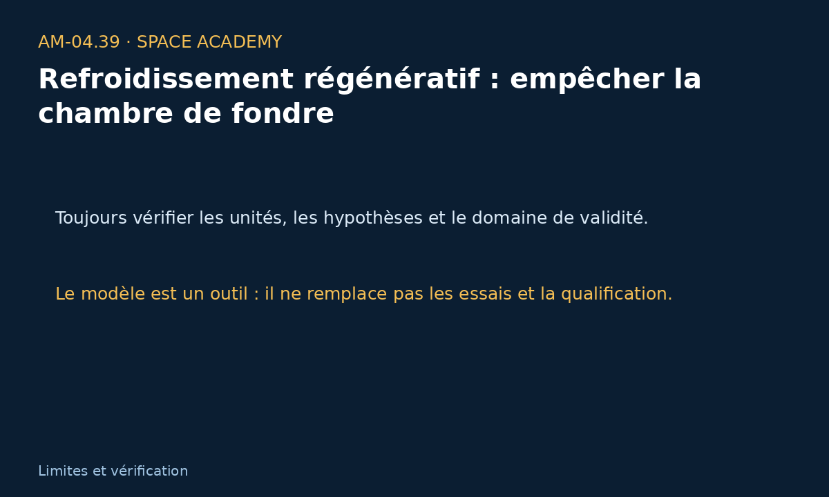 Schéma pédagogique 5 : 7 — Sensibilité, calcul inverse et contrôle du résultat — Refroidissement régénératif : empêcher la chambre de fondre