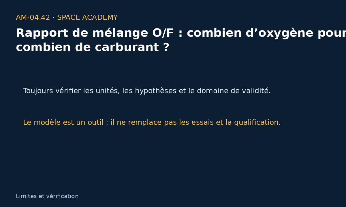 Schéma pédagogique 5 : 7 — Sensibilité, calcul inverse et contrôle du résultat — Rapport de mélange O/F : combien d’oxygène pour combien de carburant ?