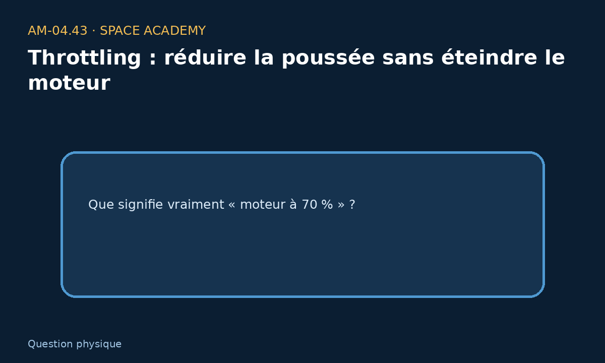 Schéma pédagogique 1 : 1 — La question physique — Throttling : réduire la poussée sans éteindre le moteur