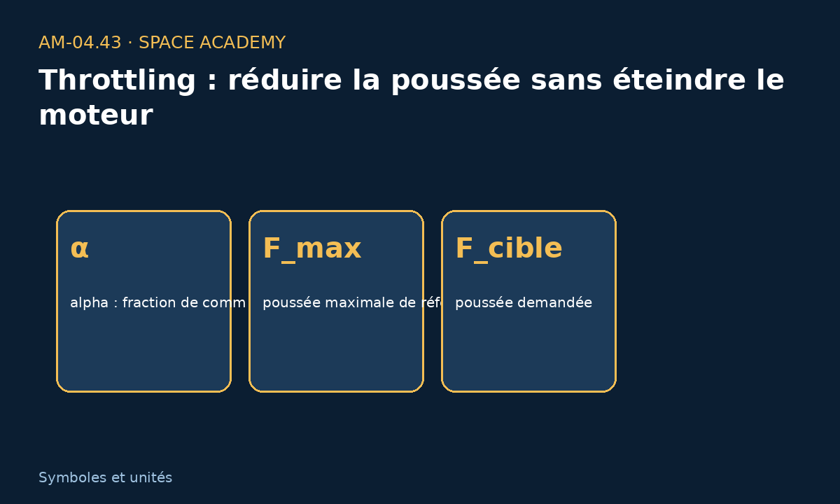 Schéma pédagogique 2 : 2 — Comment lire les symboles et les unités — Throttling : réduire la poussée sans éteindre le moteur